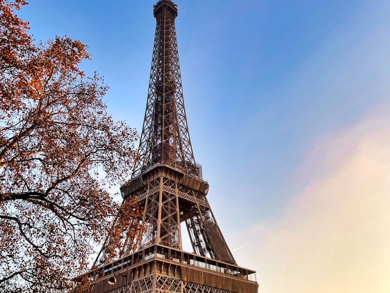 Beautiful Paris cityscape with Eiffel Tower at sunset skyline